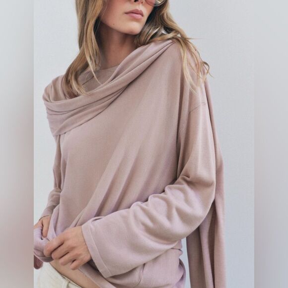 Zara Sweaters - Zara Knit Sweater with Scarf Soft Pink Sz Sm/Med